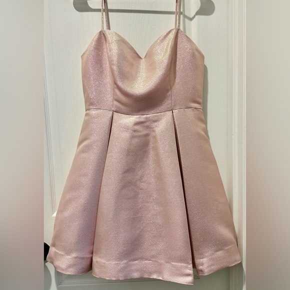 NWT Avec Les Filles Pleated Fit & Flare Mini Skater Mini Dress Simmer Pink - Picture 2 of 9